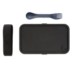 Lunch box avec fourchette en plastique recyclé 1,2L Carry Recycled couleur bleu marine troisième vue
