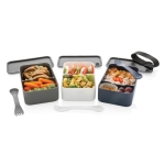 Lunch box avec fourchette en plastique recyclé 1,2L Carry Recycled couleur bleu marine vue générale