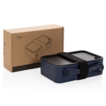Lunch box avec fourchette en plastique recyclé 1,2L Carry Recycled couleur bleu marine vue avec boîte