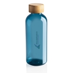 Gourde plastique recyclé et capuchon bambou 660 ml Evolution Recycled couleur bleu vue avec logo