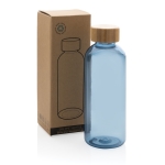 Gourde plastique recyclé et capuchon bambou 660 ml Evolution Recycled couleur bleu vue avec boîte