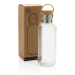 Gourde plastique recyclé, capuchon et poignée 680 ml Climate Recycled couleur transparent vue avec boîte