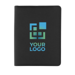 Conférencier sophistiqué de luxe à fermeture éclair A4 couleur noir avec zone d'impression