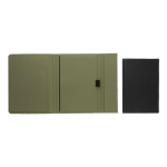Conférencier corporatif élégant recyclé avec carnet A5 Magnet RPET couleur vert militaire quatrième vue
