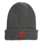 Bonnet d'hiver en matériaux durables double tricot Impact Polylana couleur gris foncé vue avec logo