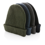 Bonnet d'hiver en matériaux durables double tricot Impact Polylana couleur gris foncé avec zone d'impression