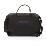 Grand sac de voyage recyclé pour le week-end Impact RPET couleur noir vue avec logo