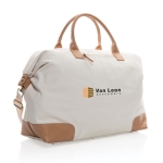 Sac personnalisable en toile recyclée Getaway Recycled couleur blanc cassé vue avec logo
