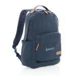 Sacs à dos en toile recyclée pour ordinateurs de 14´´ School Getaway couleur bleu vue avec logo