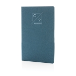 Carnet à couverture souple certifié FSC A5 feuilles rayées Soft Forest couleur bleu vue avec logo