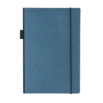 Carnet avec poche et certificat FSC® A5 pages lignées Deluxe Forest couleur bleu avec zone d'impression