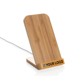 Support en bambou avec chargeur sans fil Natura Stand FSC avec zone d'impression