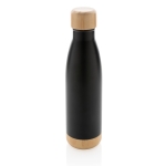 Gourde publicitaire avec détails en bambou 520 ml Lid&Bottom Bambou couleur noir