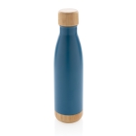 Gourde publicitaire avec détails en bambou 520 ml Lid&Bottom Bambou couleur bleu