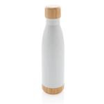 Gourde publicitaire avec détails en bambou 520 ml Lid&Bottom Bambou couleur blanc