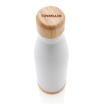 Gourde publicitaire avec détails en bambou 520 ml Lid&Bottom Bambou couleur blanc vue avec logo