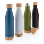 Gourde publicitaire avec détails en bambou 520 ml Lid&Bottom Bambou couleur blanc vue générale