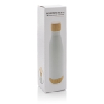 Gourde publicitaire avec détails en bambou 520 ml Lid&Bottom Bambou couleur blanc deuxième vue avec boîte
