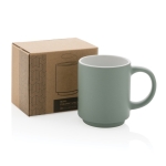 Tasse pour entreprise en céramique empilable au design coloré 180ml couleur vert menthe vue avec boîte
