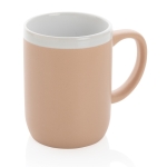 Mugs personnalisés en céramique avec bord blanc de 300 ml White Deco couleur marron