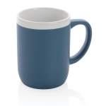 Mugs personnalisés en céramique avec bord blanc de 300 ml White Deco couleur bleu