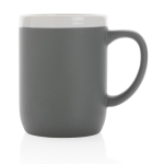 Mugs personnalisés en céramique avec bord blanc de 300 ml White Deco couleur gris deuxième vue