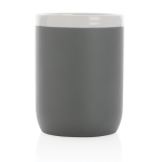 Mugs personnalisés en céramique avec bord blanc de 300 ml White Deco couleur gris quatrième vue