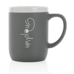 Mugs personnalisés en céramique avec bord blanc de 300 ml White Deco couleur gris