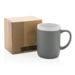 Mugs personnalisés en céramique avec bord blanc de 300 ml White Deco couleur gris vue avec boîte