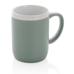Mugs personnalisés en céramique avec bord blanc de 300 ml White Deco couleur vert