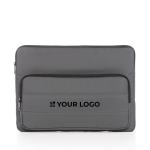 Housse pour PC portable recyclée avec poche latérale 15,6” Pocket RPET couleur gris foncé avec zone d'impression