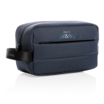 Trousse de toilette en matériaux recyclés Pocket Impact RPET couleur bleu marine vue avec logo