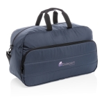 Sac de sport écologique au look moderne Pocket Impact RPET couleur bleu marine vue avec logo