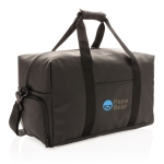 Élégant sac de voyage en cuir synthétique avec sangle ajustable Smooth couleur noir vue avec logo