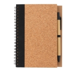 Carnet à spirale avec couverture liège pages lignées EcoCork Colors couleur noir troisième vue