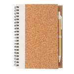 Carnet à spirale avec couverture liège pages lignées EcoCork Colors couleur blanc troisième vue