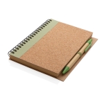 Carnet à spirale avec couverture liège pages lignées EcoCork Colors couleur vert clair deuxième vue