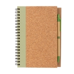 Carnet à spirale avec couverture liège pages lignées EcoCork Colors couleur vert clair troisième vue