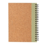 Carnet à spirale avec couverture liège pages lignées EcoCork Colors couleur vert clair quatrième vue