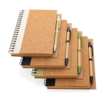 Carnet à spirale avec couverture liège pages lignées EcoCork Colors couleur vert clair vue générale