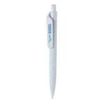 Stylo écologique personnalisé, paille de blé Encre bleue Straw Colors couleur bleu ciel vue avec logo