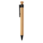 Stylo écologiques personnalisés en bambou avec encre bleue ColorTip couleur noir deuxième vue