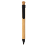 Stylo écologiques personnalisés en bambou avec encre bleue ColorTip couleur noir troisième vue