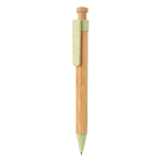 Stylo écologiques personnalisés en bambou avec encre bleue ColorTip couleur vert