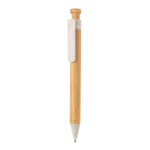 Stylo écologiques personnalisés en bambou avec encre bleue ColorTip couleur beige
