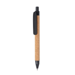 Stylo écologique personnalisable avec encre bleue en fibre de paille couleur noir