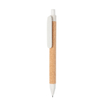 Stylo écologique personnalisable avec encre bleue en fibre de paille couleur naturel
