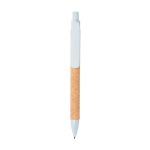 Stylo écologique personnalisable avec encre bleue en fibre de paille couleur bleu ciel deuxième vue