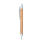 Stylo écologique personnalisable avec encre bleue en fibre de paille couleur bleu ciel troisième vue