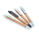 Stylo écologique personnalisable avec encre bleue en fibre de paille couleur bleu ciel
